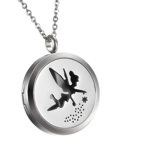 Mens Womens Hollow Angel Charm Essential Aromatherapy Oil Diffuser Locket