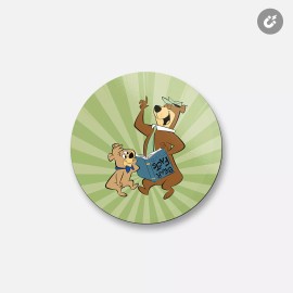 Unbranded Yogi Bear Cartoon Boo Boo Book | 4'' X 4'' Round Decorative Magnet