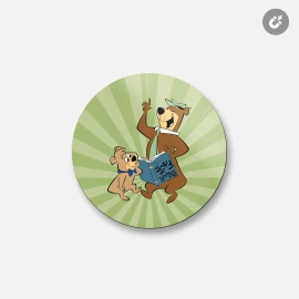 Unbranded Yogi Bear Cartoon Boo Boo Book | 4'' X 4'' Round Decorative Magnet