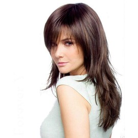 Forever Young UK Ladies Fashion Wig Long Tapered Cut Dark Brown & Medium Auburn Mix with Bangs