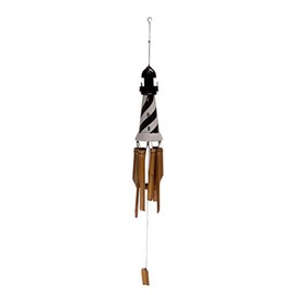 Wowser Bamboo Carved Lighthouse Windchime, Outdoor Garden Décor, 43 Inches