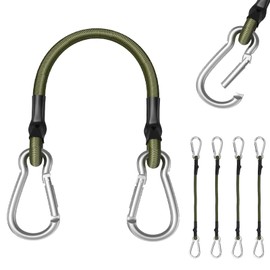 4 Pcs Bungee Cord, Retractable Straps, Short Bungee Cords with Hooks for Roof Racks, Trailers, Camping, Tarps, and Travel,Bungees with Hooks, Bungee Cords with Carabiner Clips
