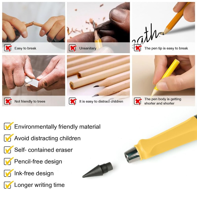 Ainiv Inkless Pencil Forever Pencil, 6 Sets Infinity Pencil Everlasting