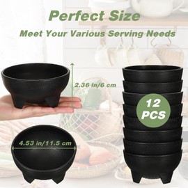 ROAKFONK 12 Pcs Salsa Bowls, 10.6 oz Mexican Salsa Bowls, BPA FREE Plastic Guacamole Bowl, Small Salsa Containers for Parties, Bowls Sets for Sauce, Chips, Dip, Nuts, Candy