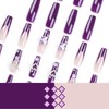 CAEEA Purple Press on Nails Coffin Fake Nails Purple French