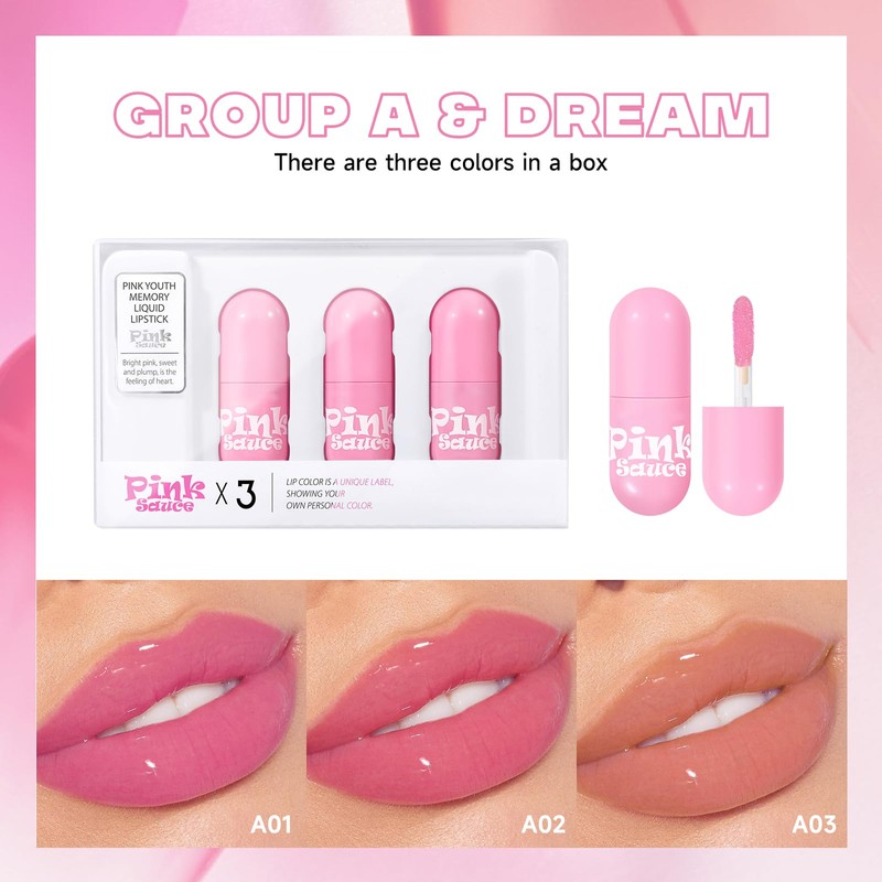 KISSIO Lip Gloss Set,3 PCS Moisturizing and Pigmented Lip Glaze,Liquid