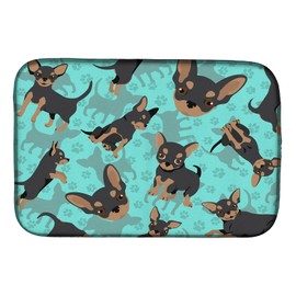 Caroline's Treasures MLM1067DDM Black and Tan Chihuahua Dish Drying Mat Absorbent Dish Drying Mat Pad for Kitchen Counter Dish Drainer Mat for Countertop, 14 x 21", Multicolor