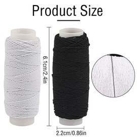 4Pcs Shirring Elastic for Sewing Elastic Thread Shearing Elastic Spool Shirring Elastic Thread Black White Elastic Cord Stretch String for Sewing Machine Knitting Clothes Jewelly Making（0.5mm*27m）
