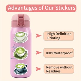 55PCS Matcha Stickers Funny Summer Decorations Stickers for Kids Teens Cute Vinyl Waterproof Decals for Water Bottles Laptop Luggage Phone Guitar (Matcha)