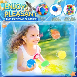 1110pcs Water Balloons Quick Fill Water for Pools, Fighting, Water Companions, Water Balloons for Outdoor Family, Friends, Backyard Summer Splash Party Gift (60pcs - Reusable Sponge Balls)