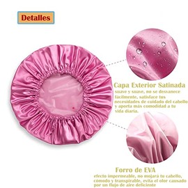 4pcs Gorro para Baño Mujer,Gorro de Ducha Reutilizable Impermeable,Negro | de Doble Capa con Gorro de Protección de Cabello Femenino Elástico Forrado 