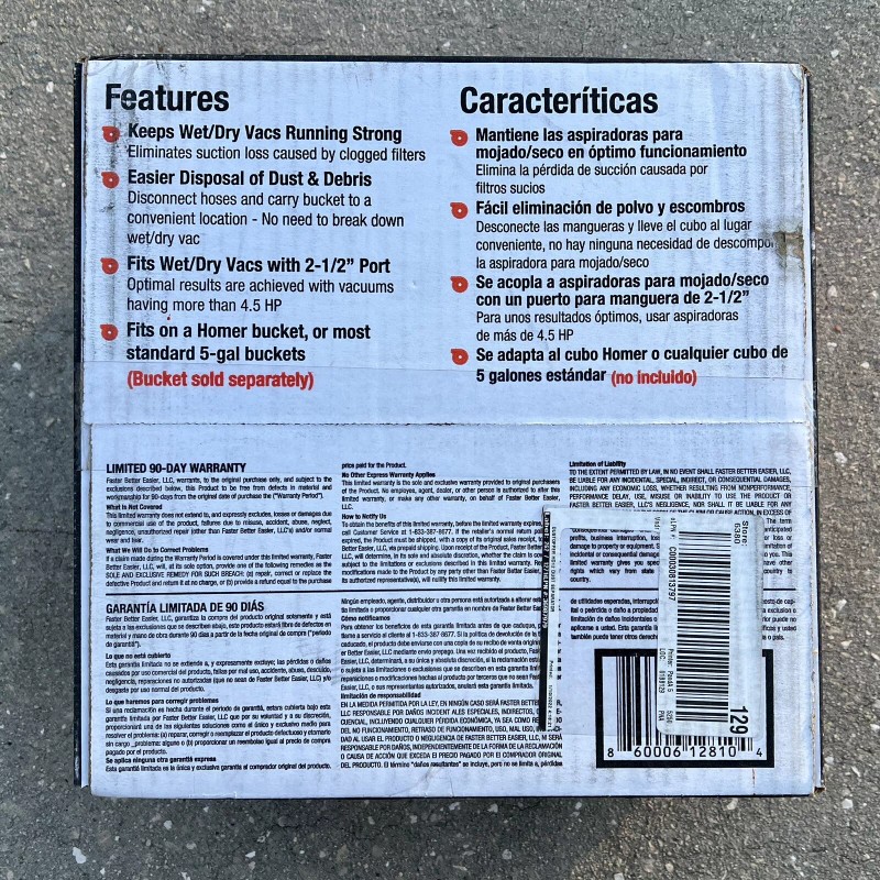 Dustopper High Efficiency Dust Separator, 12” dia., 2.5”x36” Hose, 2