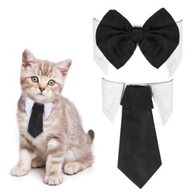 BOHUIZ 2 Pcs Cat Bow Tie, Dog Cat Tuxedo Collar, Pet Costume Cats Wedding Bowtie Dog Bowtie Cats Collar Adjustable Necktie Collars for Dogs Puppy