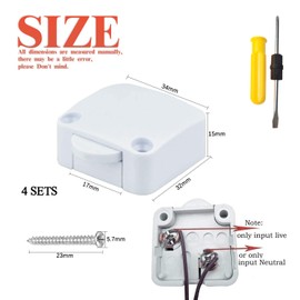 WZYTEU Pack of 4 Door Contact Switches, 250 V Cabinet Switch for Cupboard, Furniture Door, for Breaking the Electric Plug-in Switch, Press