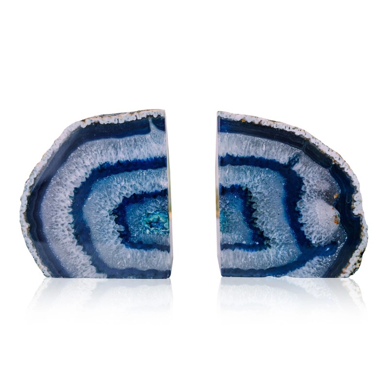 Home Decor 3 to 6 lb Agate Bookends Blue Agate