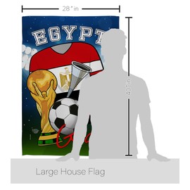Ornament Collection HS192094-BO-02 World Cup Egypt Soccer Interests Sports Decorative Vertical House Flag Set, 28"x 40" w/Flagpole, Multi-Color