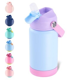 Fijinhom Kids Water Bottle, 360ml/12oz, Stainless Steel Insulated Water Bottle with Straw, Vacuum Leakproof, Kids Water Bottles for School Boys Girls, Keep Drinks Hot Cold,BPA Free,Dreamy Blue