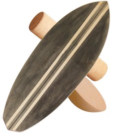 Wooden Balance Board with Cork Roller, 31.5 x 11.8 inch Board, Training Balance Trainer (Light Black)