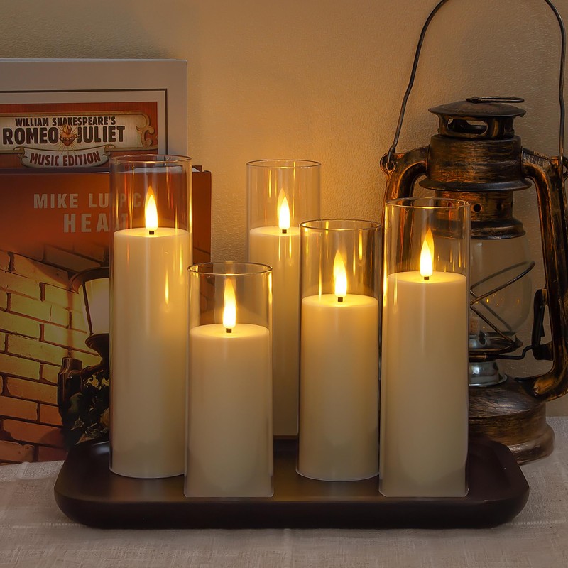 Yeelida Acrylic Flameless Flickering Candles with Remote Control and Timer,