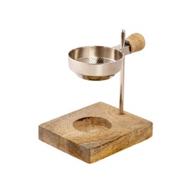 NKlaus Tea Light Incense Burner Silver 11 cm High Adjustable Wooden Base Frankincense Resins 15869