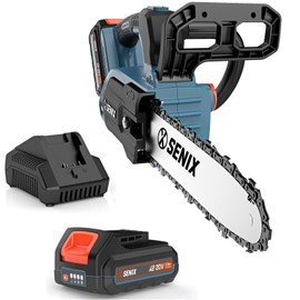 SENIX Chainsaw Cordless, 20V 10" Battery Chainsaw, Brushless Chain Saw, Includes 2.5Ah Battery & Charger, Garden Tool for Tree, Pruning, Branch Cutting, Yard, Fathers Day Gift, CSX2-M1