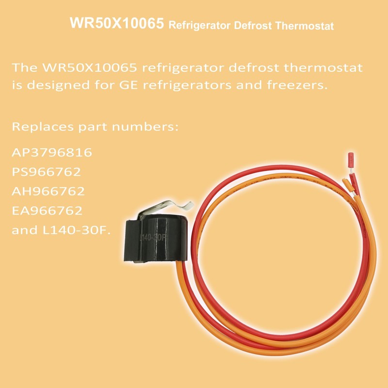 WR50X10065 Defrost Thermostat Kit for GE Refrigerators/Freezers - AP3796816, PS966762,