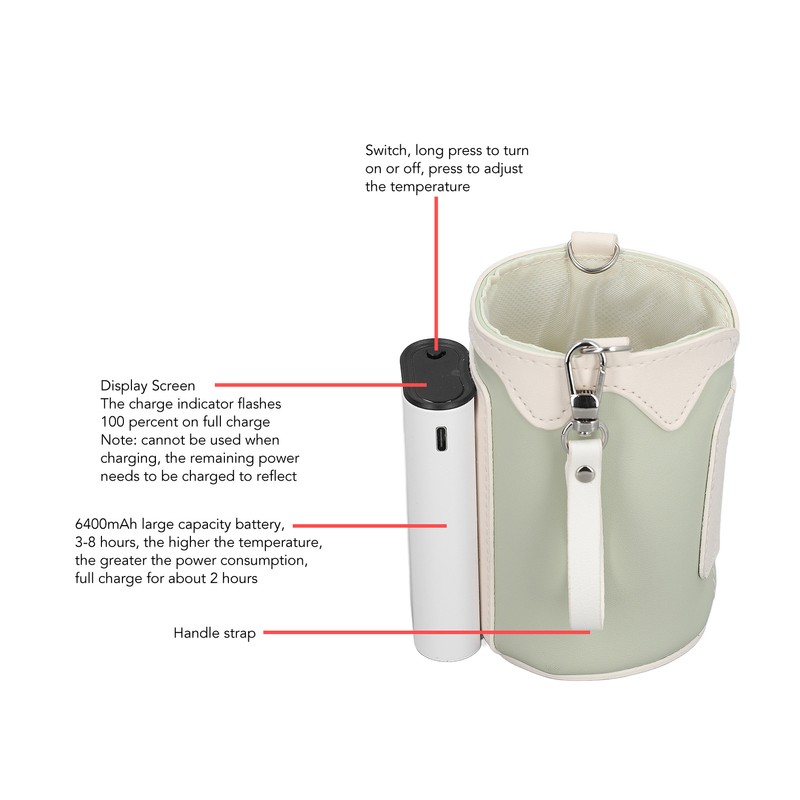 Portable Bottle Warmer Digital Display 21 Gears Temp Adjustable Rechargeable
