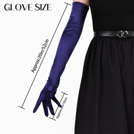 THARAHT Women Long Gloves with Satin Elbow Length for 1920s Opera Tea Party Costumes Bridal Evening Dress,Navy Blue