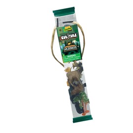 Cubitube Deluxebase Wilderness from 13 Piece Small Wild Life Figures and Play Accessories Collection. Reusable plastic storage tube of wild animal mini replicas.