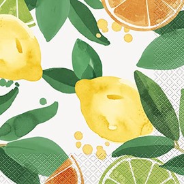 Multicolor Luncheon Paper Napkins (Pack Of 16) | Vibrant Citrus Fruit Design, Perfect for Summer Parties, Tropical Themes, BBQs & Picnics