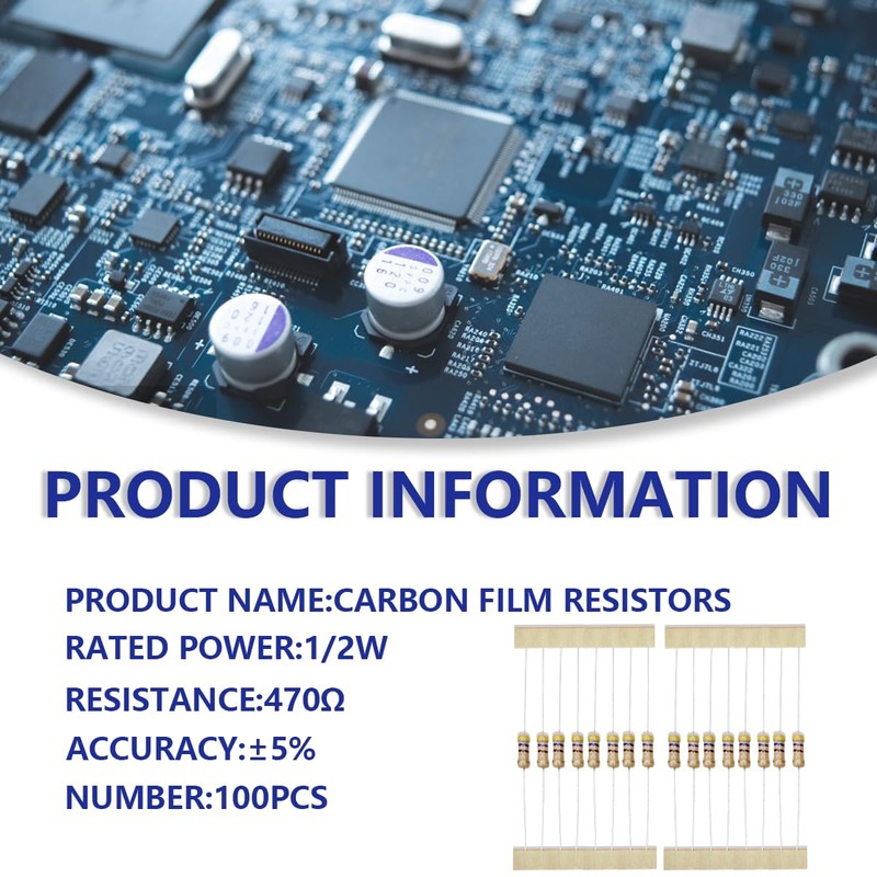 Innfeeltech 100 Pcs 1/2W 5% Tolerance 470 Ohm Carbon Film
