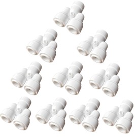 10pcs RO Fittings Y Type 3/8 inch Tubing OD Use Two Way Water Line Splitter Quick Connect Tube Fittings Push to Connect Plastic Connectors for Water Filtration System