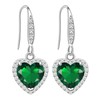 GZWHD Love Heart Green Emerald Earrings for Women Valentine's Day