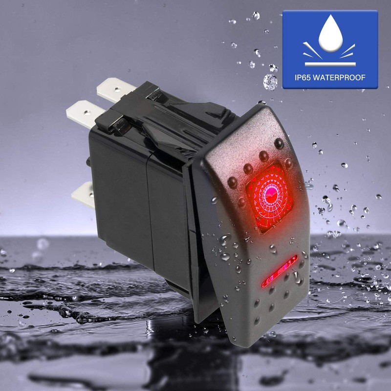FXC Momentary Rocker Switch 7Pin Laser (ON)/Off/(ON) Red LED Light