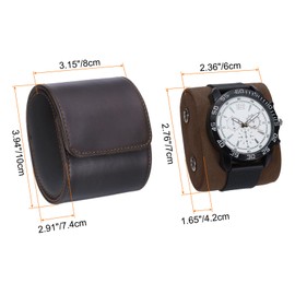 sourcing map Watch Roll Travel Case Single Slot Portable Leather Storage Cases for Men and Women, Watches Storage Organizer with Removable Pillows for Traveling, Display, Home Storage, Coffee