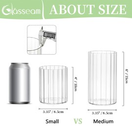 Glasseam Glass Cylinder Vases for Centerpieces: 6pcs Clear Ribbed Flower Vases for Pillar Candle - 6 Inch Modern Hurricane Floating Candle Holder for Wedding Table Centerpieces Living Room Home Decor