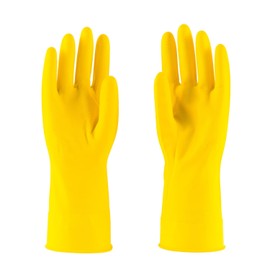 HOMESHOPA Household Rubber Gloves, 1 Pair Yellow Extra Thick Cleaning Washing Up Gloves, Non Slip Kitchen Dishwashing Gloves with Cotton Lining, Soft Flexible Reusable Waterproof Gloves (X-Large)
