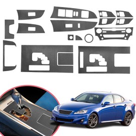 YAMUDA Compatible with 17 PCS Decorative Interior Protection Carbon Fiber Sticker for Lexus is 2006-2011(Black)