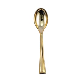 Gold Shiny Metallic Plastic Mini Disposable Tasting Spoons (24 Count) - Premium Quality & Elegant Design, Perfect for Desserts, Appetizers, and Catering Events