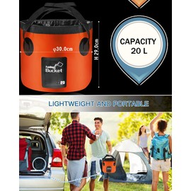 Folding Water Bucket, 20L Collapsible Bucket Portable Lightweight Foldable Buckets for Camping Traveling Picnic Hiking Fishing Boating Gardening Car Washing