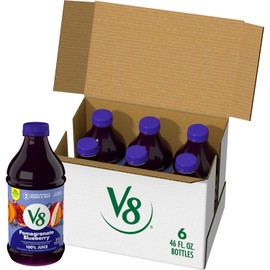 Unbranded V8 Pomegranate Blueberry 100% Fruit and Vegetable Juice, 46 fl oz Bottle (6 P...
