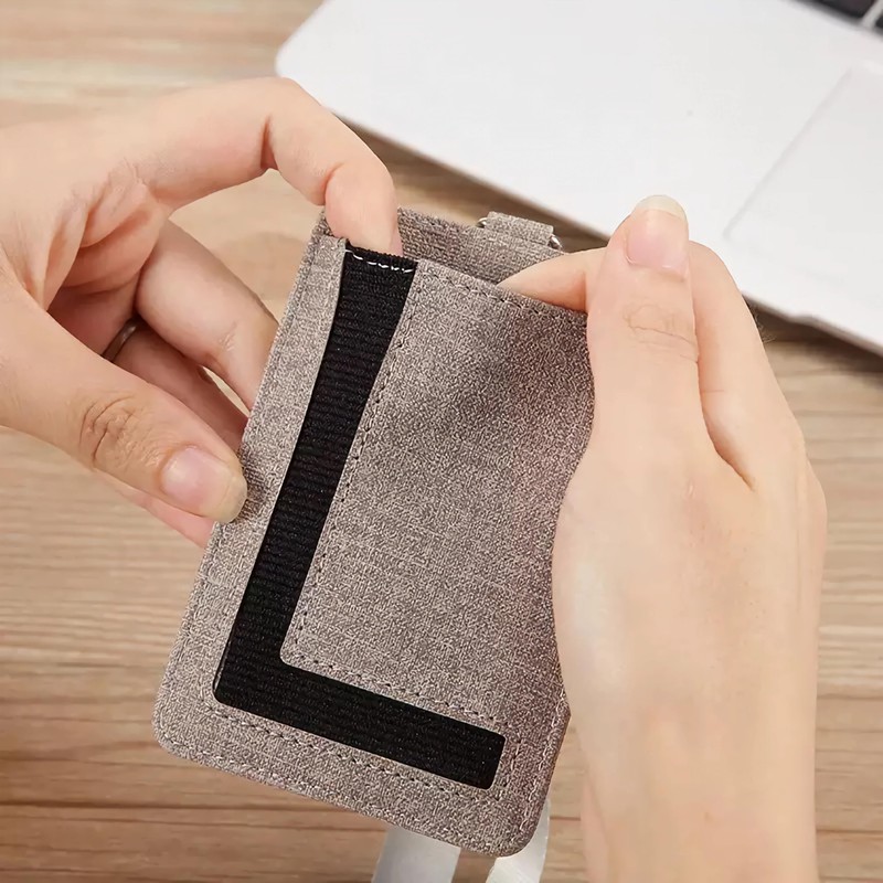 PU Leather ID Badge Holder with Clear Window, Vertical ID
