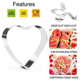 Valentine's Day Heart Cookie Cutter Set - 7 Piece Valentine Stainless Steel Cookie Cutters Mold Heart, Lips, Heart with Arrow, Double Heart, X and O for Couple Party Dating