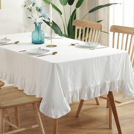 JadeRich - Mantel rectangular de algodón con volantes, color sólido, para decoración de cocina, comedor