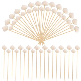 OOTSR Pack of 100 White Shells Cocktail Toothpicks Drinks Snack Picks Tropical Party Decorations Beach Party for Tropical Drinks Martini Food Supplies Party Decorative