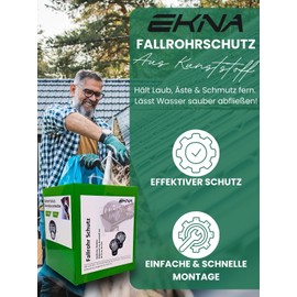 EKNA Downpipe Leaf Protection – 4 x Gutter Downpipe Protection – Plastic Gutter Filter – Rustproof – Easy to Install and Clean Diameter 13 x H 14.5 cm (Set of 4)