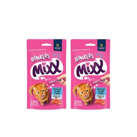 Bonkers Mixx Lickable Cat Treats, Succulent Salmon Flavor, Creamy Tube Treats, 4 Pack, 2 Pack