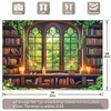 Luminora 7x5ft Retro Library Window Backdrop Rustic Wood Bookshelf Vines