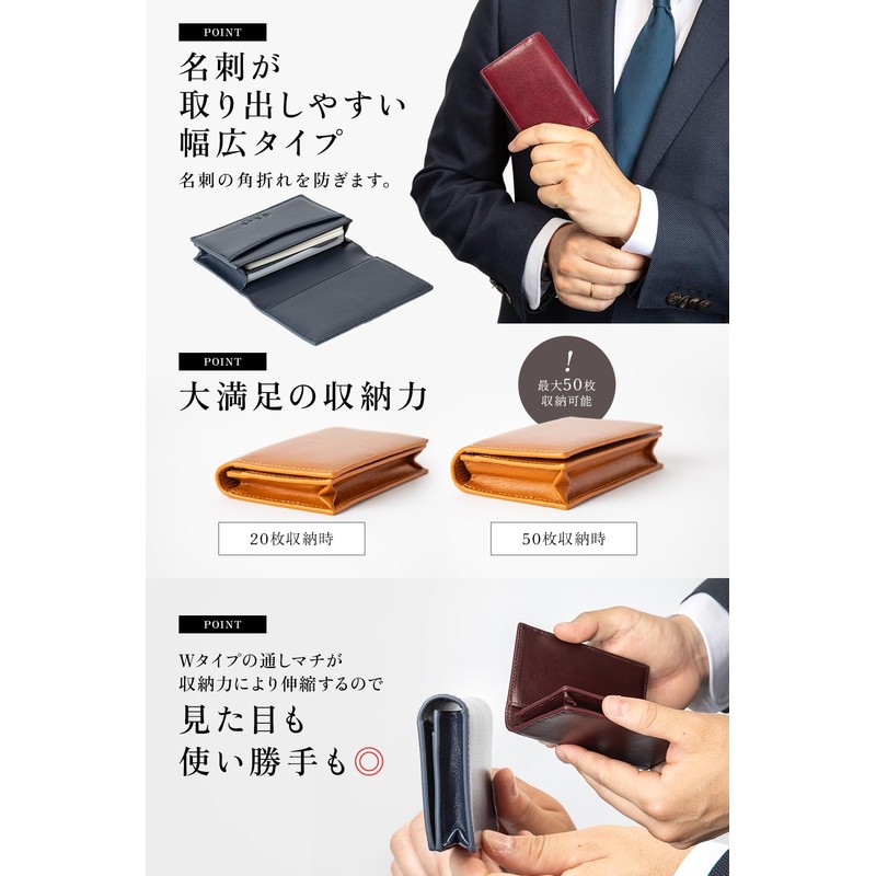 GRAV Men's Business Card Case, Genuine Leather (Large Capacity 50