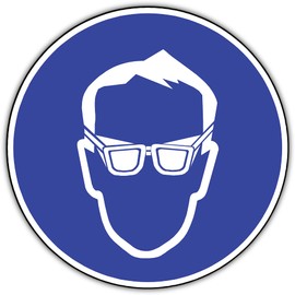 Sign Eye Protection Use According to ASR A1.3 / BGV A8, PVC 20 cm Diameter (Mandatory Sign, Protective Glasses) Weatherproof
